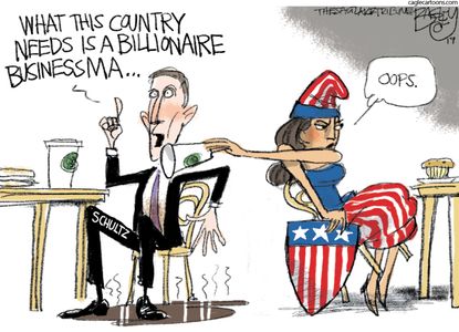 Political Cartoon U.S. Howard Schultz Starbucks presidential election 2020 democrats