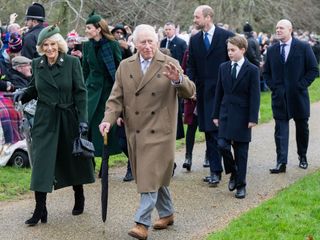 The royal family walks to church in Sandringham on Christmas Day in 2024.