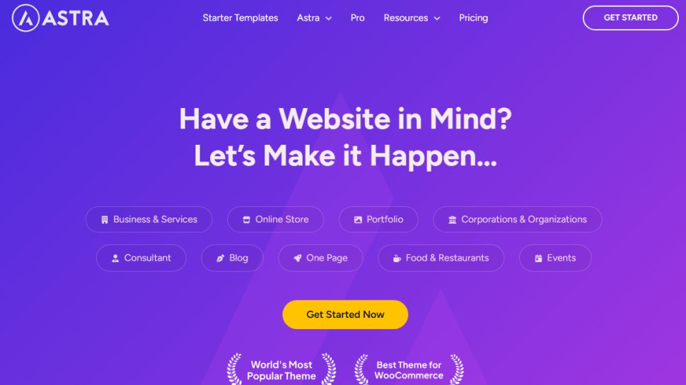 Website screenshot of Astra (August, 2025)
