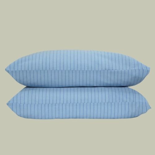 Piglet in Bed, Pale Blue Favourite Shirt Stripe Cotton Pillowcases (Pair)