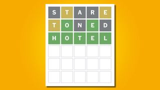 Wordle answer 744 on a yellow background