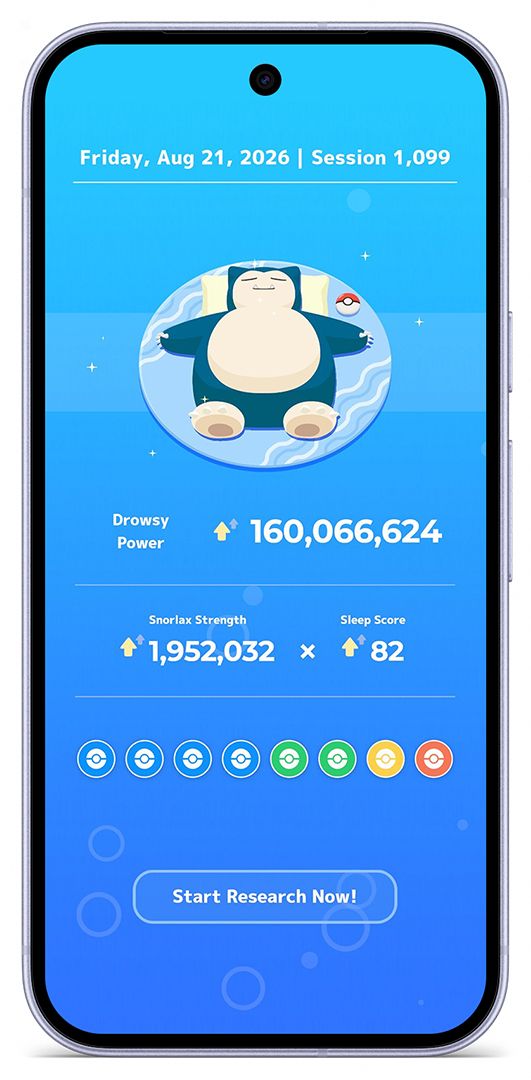 Snorlax snoozing in the Pokemon Sleep app