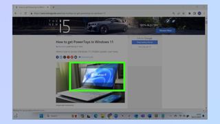 Screenshot showing how to use Windows 11 PowerToys Text Extractor - Choose snippet