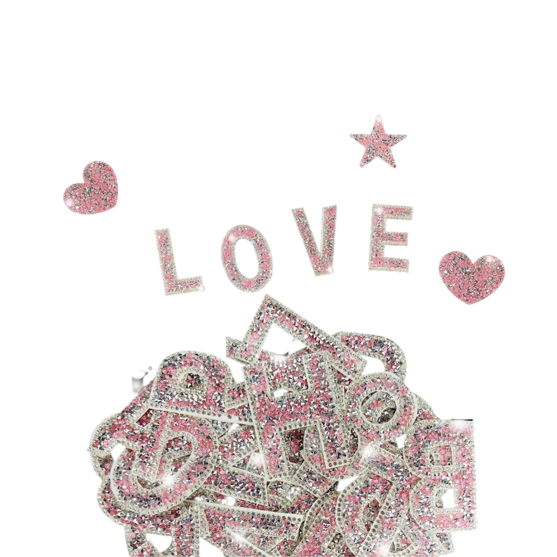 Satu set stiker dinding glitter merah muda