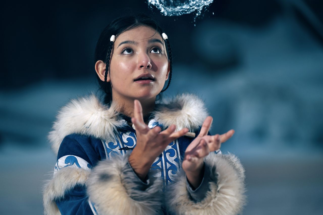 Kiawentiio as Katara in episode 101 of Avatar: The Last Airbender.