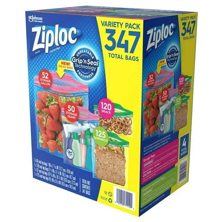 Ziploc Zip-Close Total Variety Bags, 347 Pack, Clear