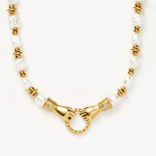 Harris Reed in Good Hands Chunky Beaded Gemstone Necklace | 18ct Gold Plated/pearl