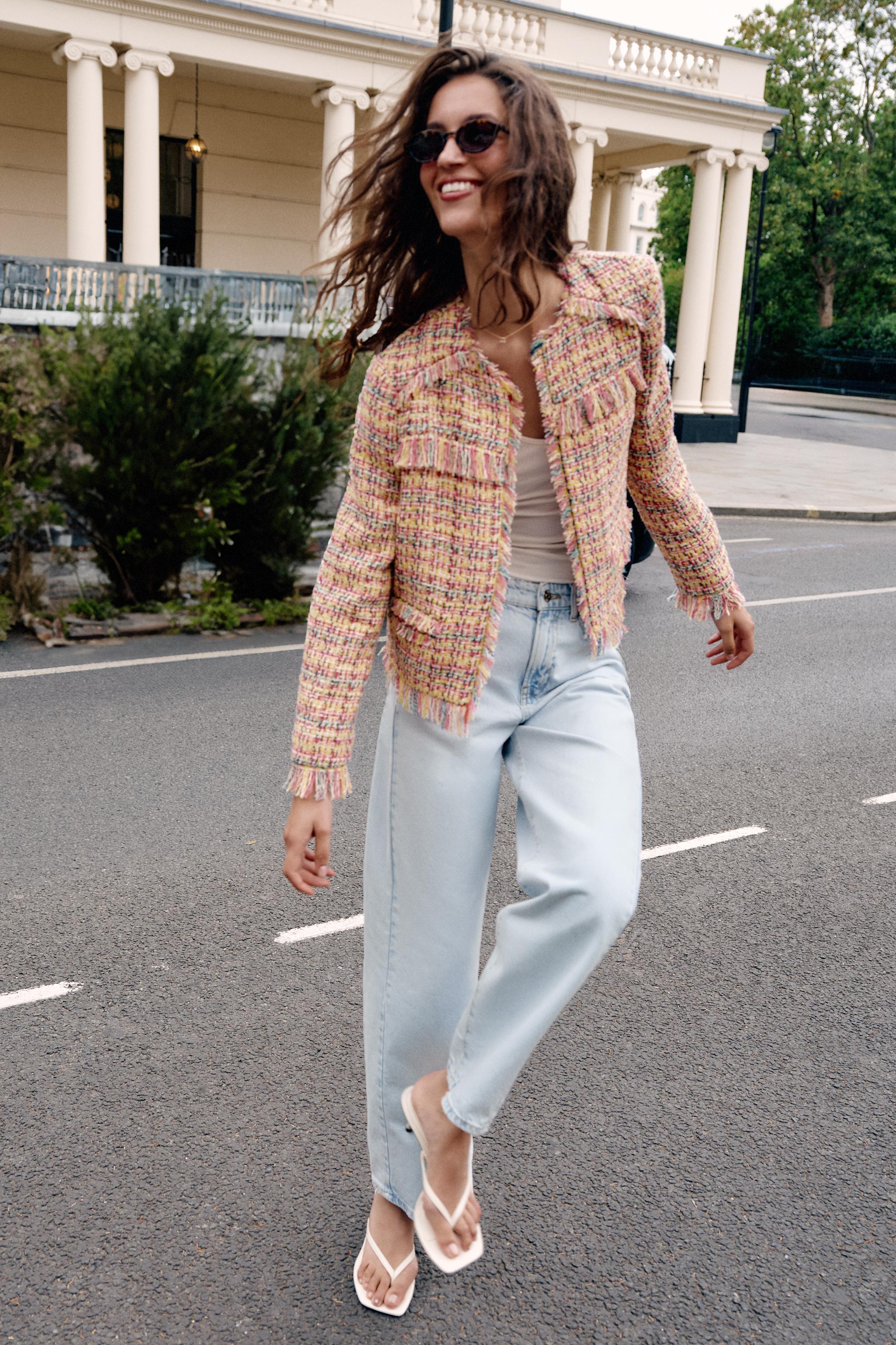 Textured Fringed Blazer - Multicoloured - Xs