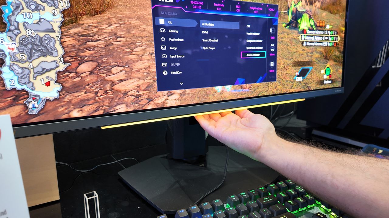 MSI MEG 321URX QD-OLED with Monster Hunter Rise at Computex 2024.