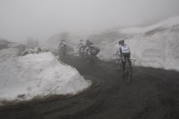 There was thick fog at the top of the climb