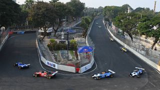 A Formula E race at the Hyderabad ePrix, 2022
