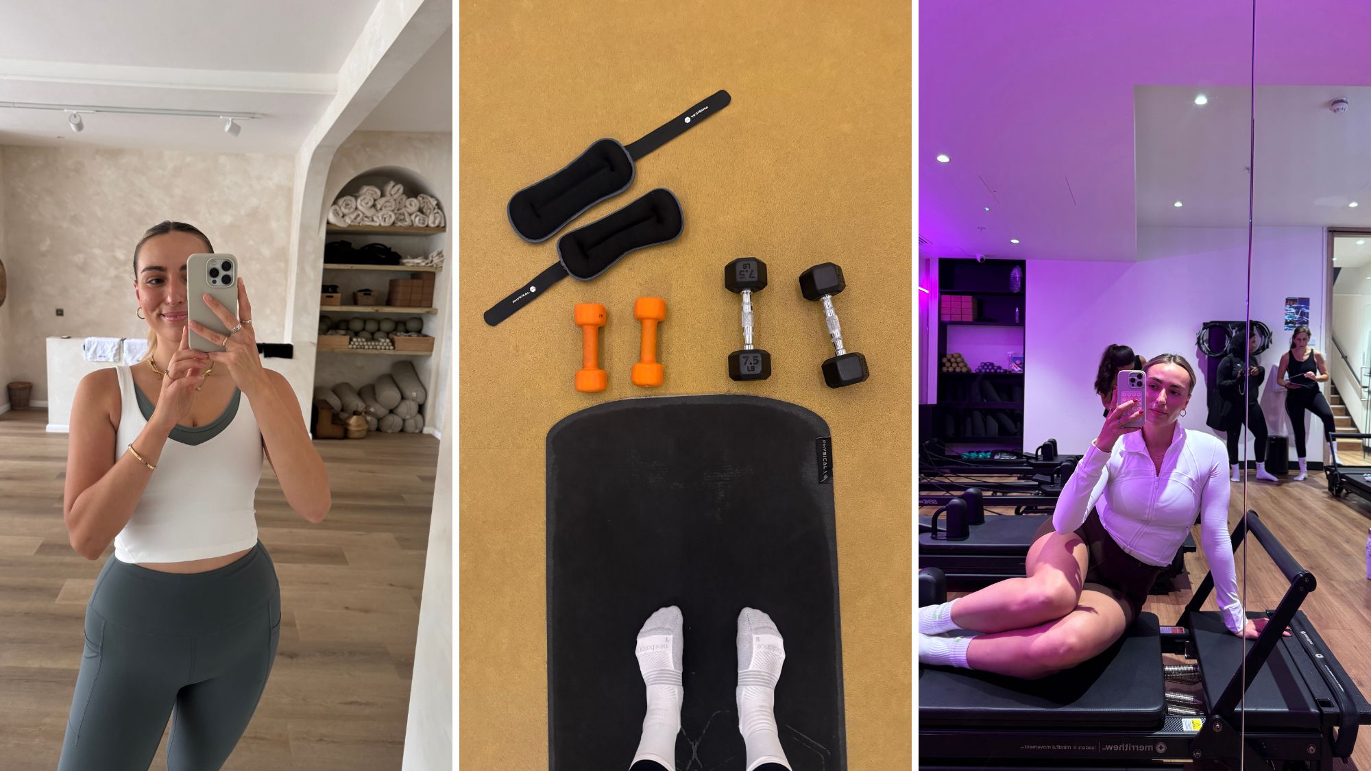 Pilates strength training hybrid: Health writer Georgia Brown at a Pilates studio and strength training