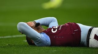 Leon Bailey of Aston Villa reacts after missing a chance against Stevenage in the FA Cup.