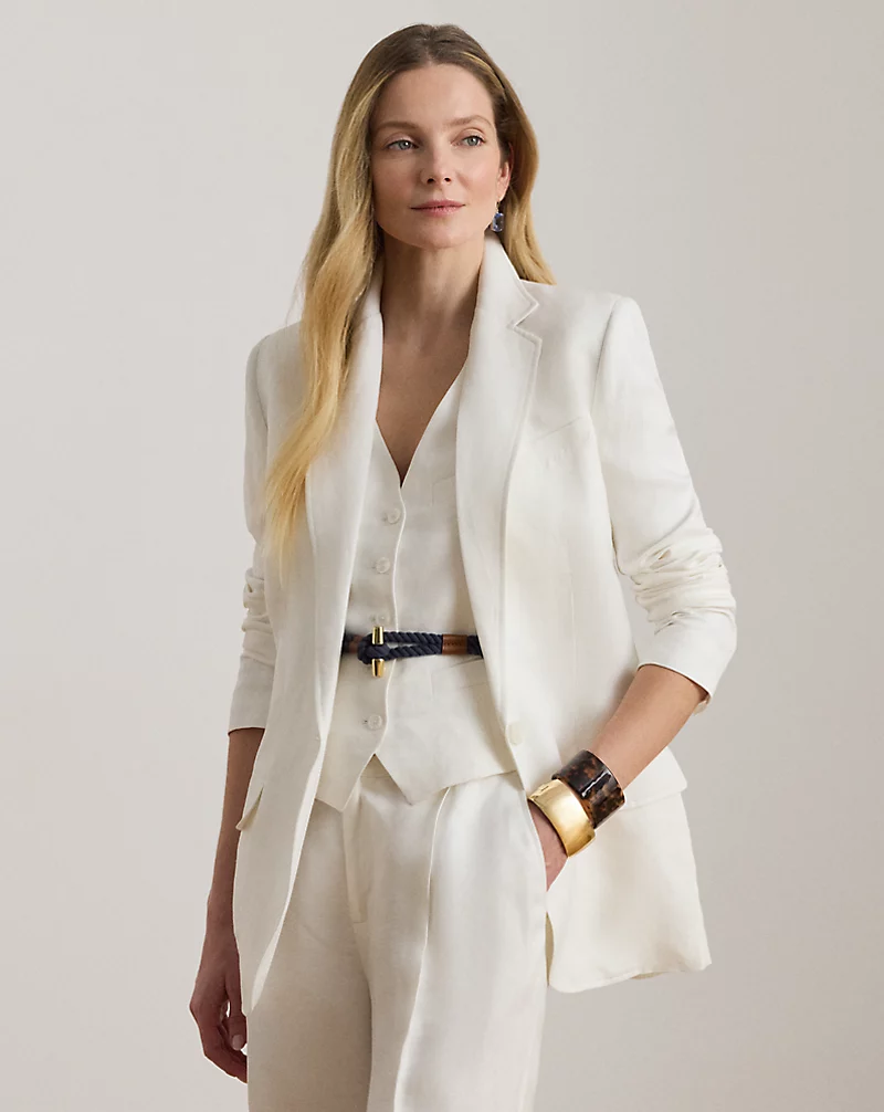 Linen Blend Twill Blazer