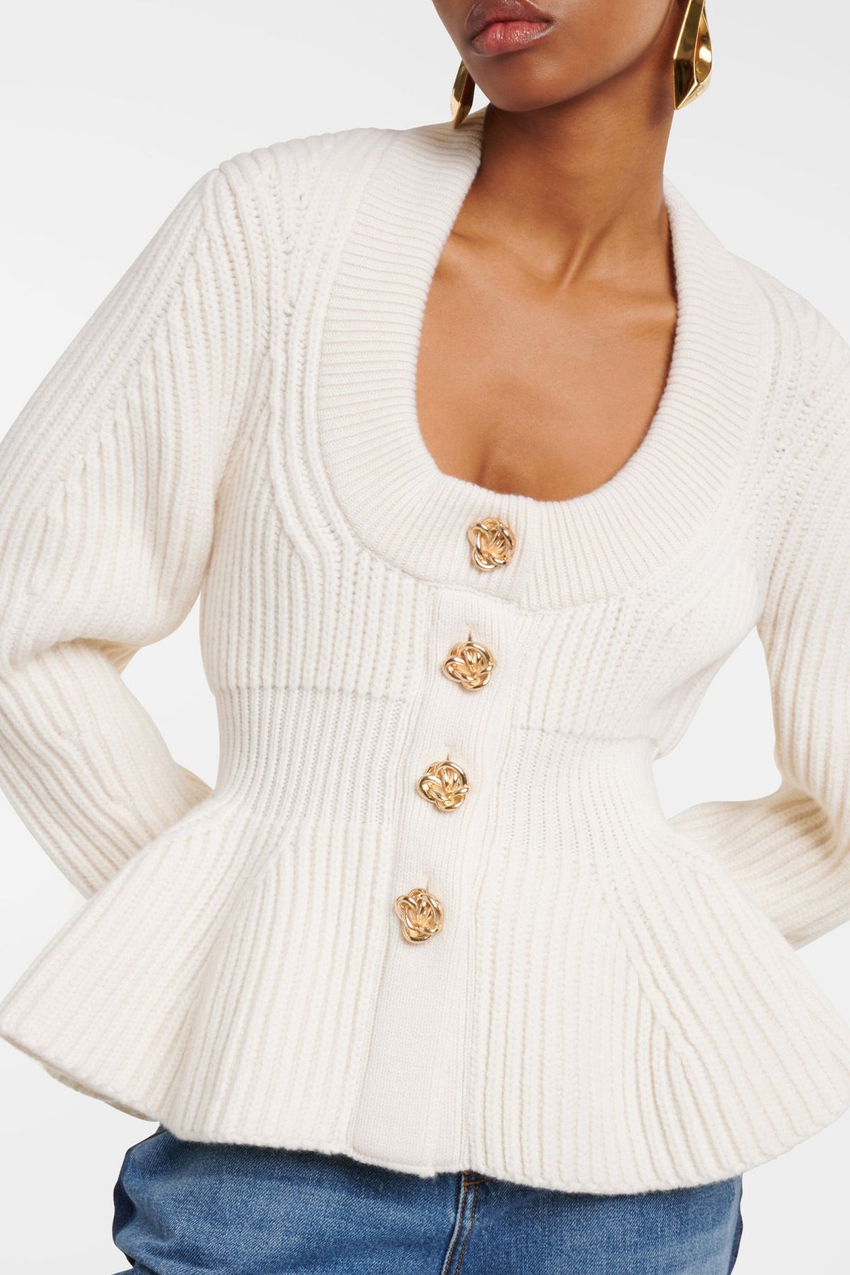 Alexander McQueen , Peplum Wool and Cashmere Cardigan
