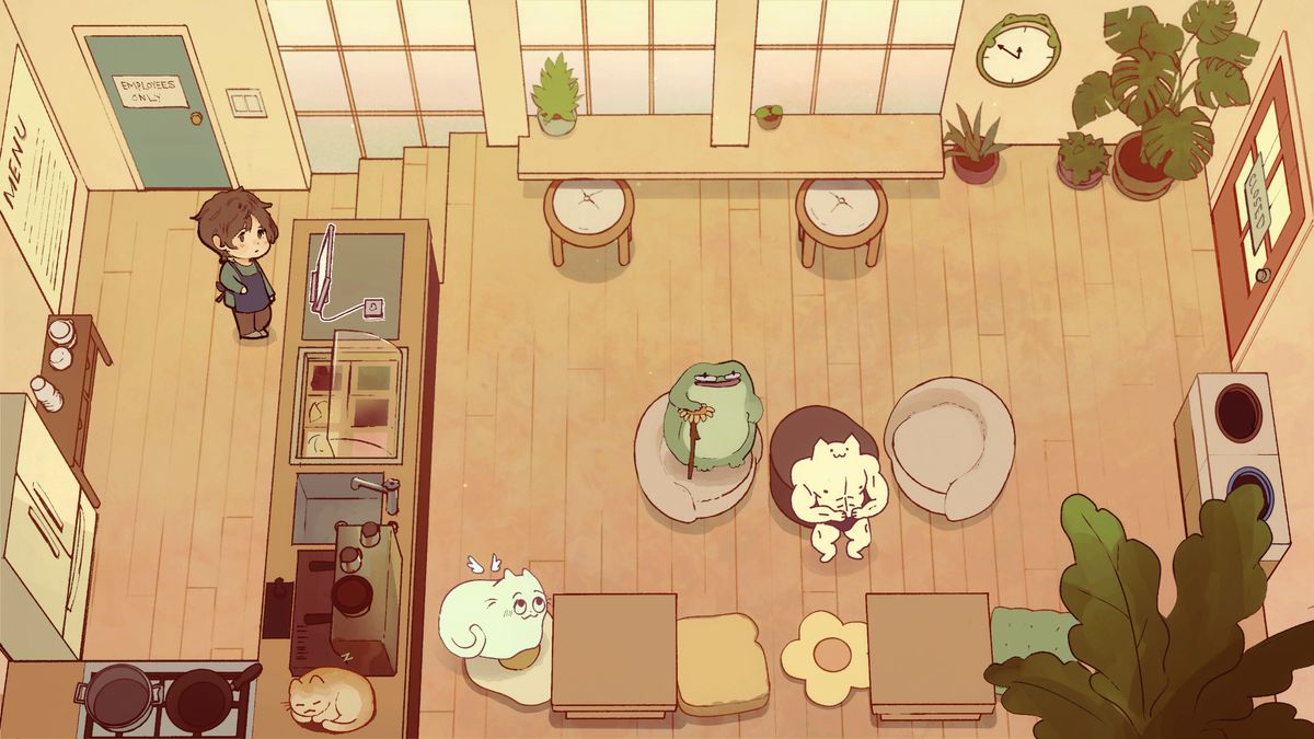 I got mugged by a cat in this indie game and now he won't leave my cafe