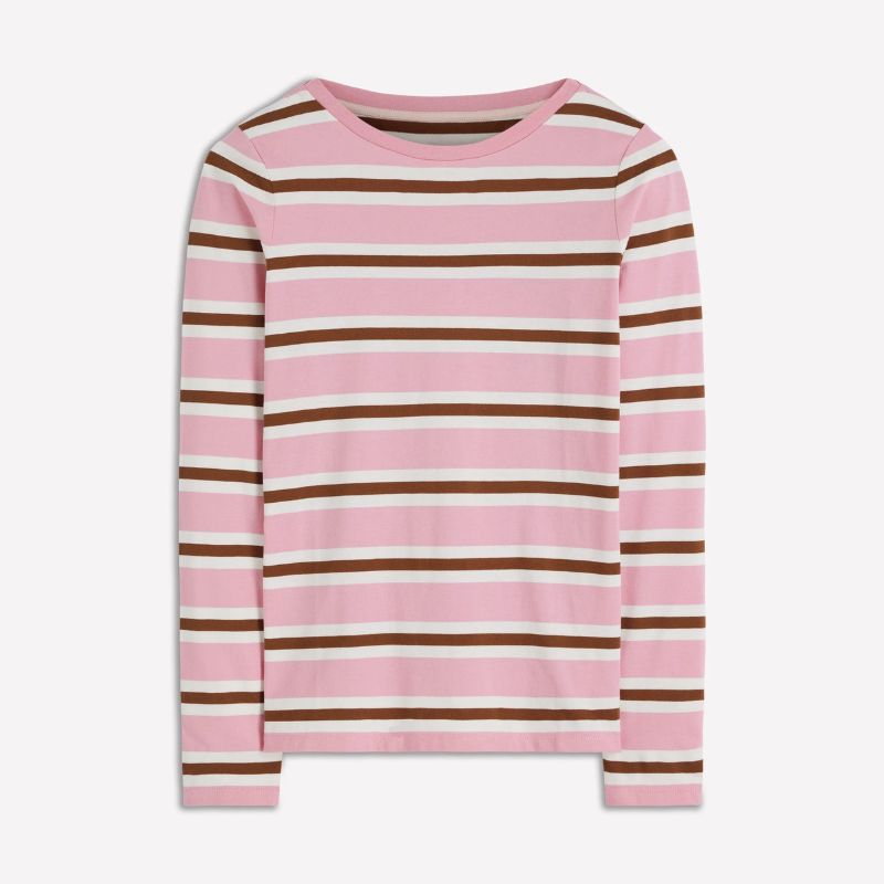 A pink and brown stripe Breton by Boden