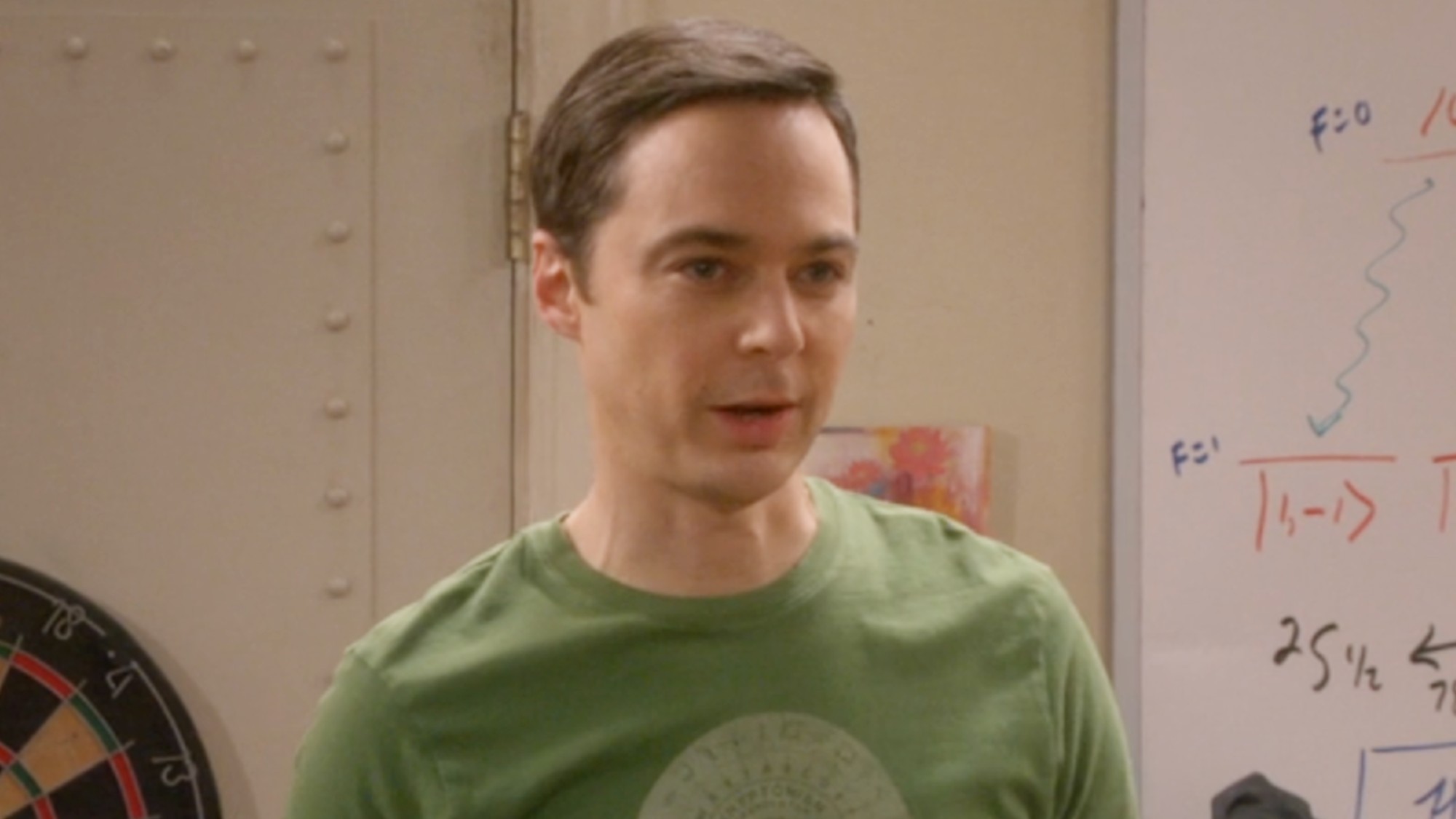 Jim Parsons as Sheldon Cooper on The Big Bang Theory.