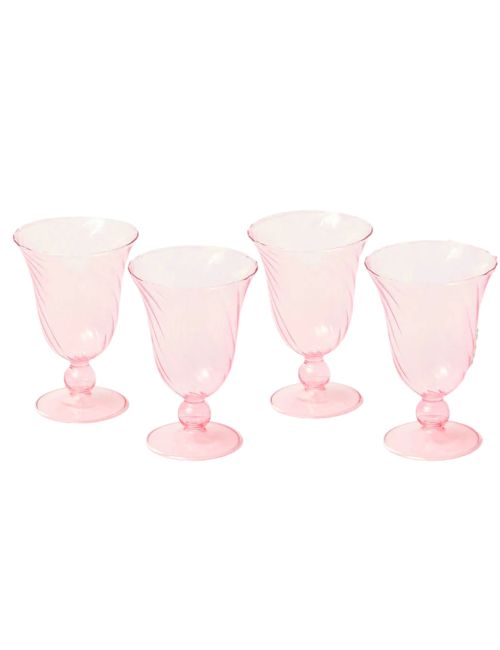 Mrs Alice | Pink Fluted Wine Glasses (Set of 4)