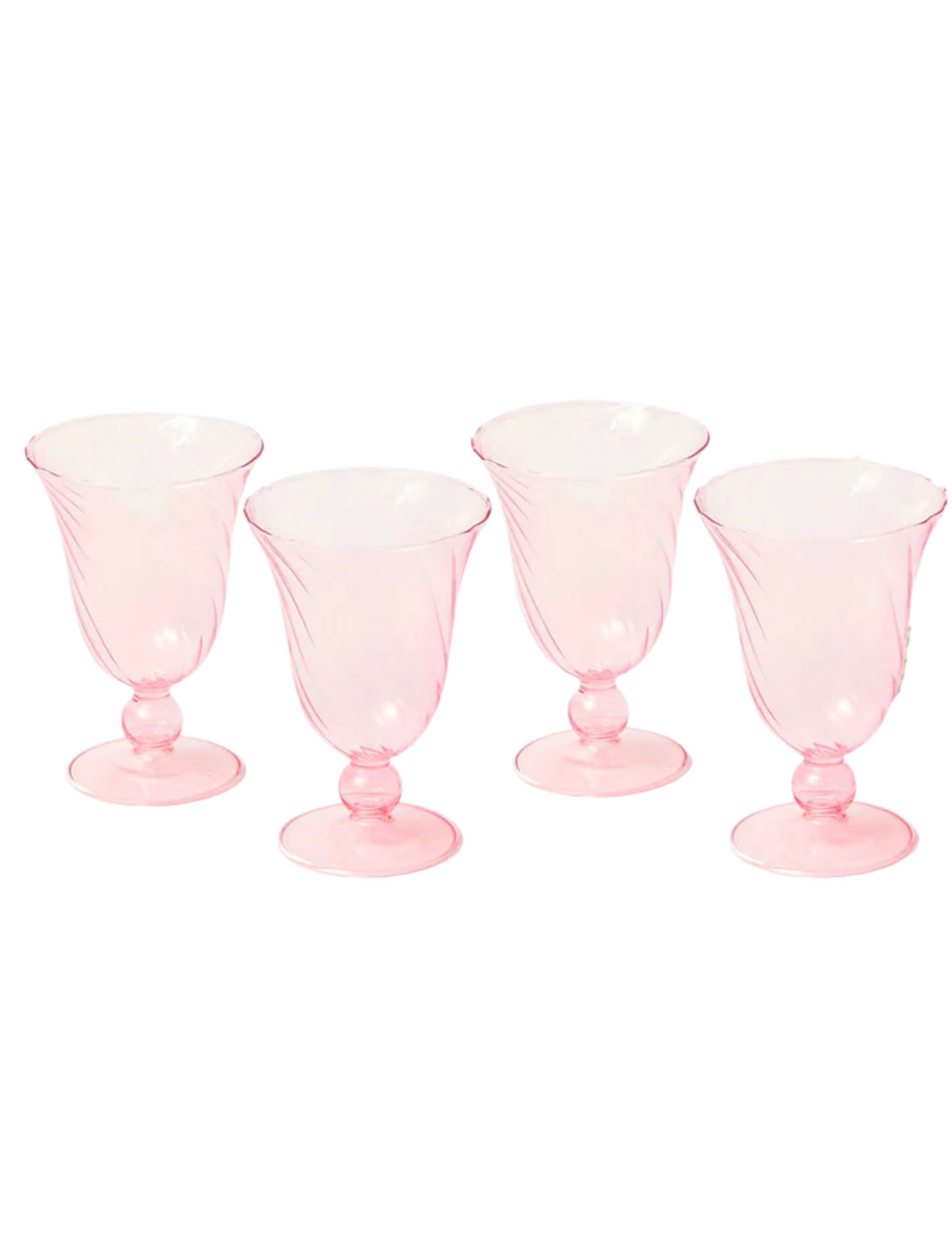 Pink Fluted Wine Glasses (Set of 4)