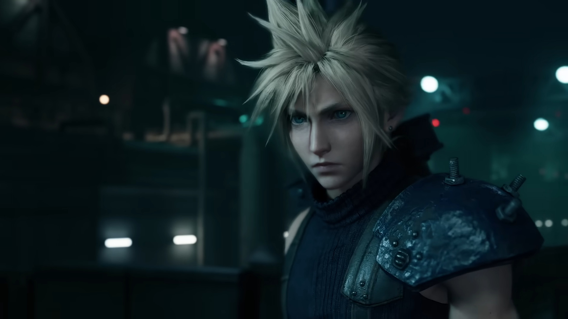 Cloud looking pensive during a cutscene in the RPG, Final Fantasy 7 Remake.
