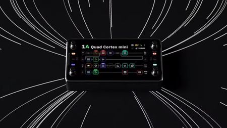 Neural DSP Quad Cortex mini: it still has the same four rotary footswitches, the 7" touchscreen, but it's more than 50 per cent smaller than Neural's game-changing original amp modeller.