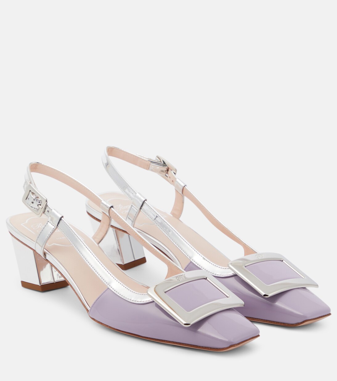Belle Vivier Leather Slingback Pumps in Purple - Roger Vivier