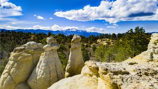 Sandstone rock towers in Palmer Park Colorado Springs