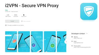 Screenshot of i2VPN app page on Google Play store