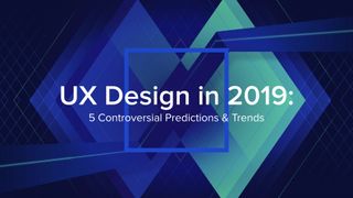 Geometric illustration with the headline 'UX design in 2019'