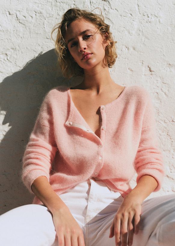 Gaspard Cardigan - Light Pink - Super Kid Mohair - S&amp;eacute;zane