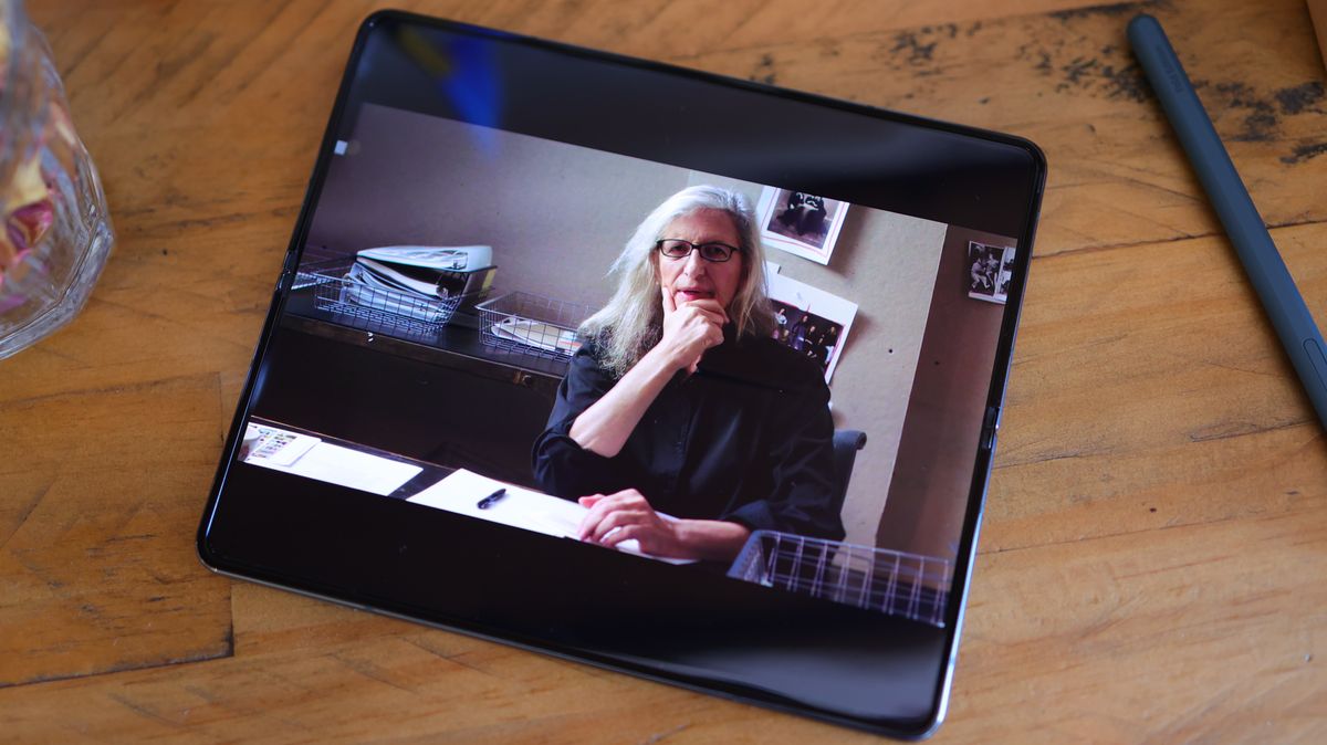 A photo of the Samsung Galaxy Z Fold 4 foldable Android phone