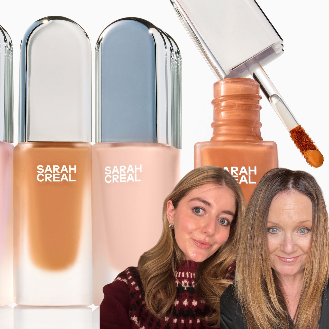 Sarah Creal under eye corrector with two women wearing the product