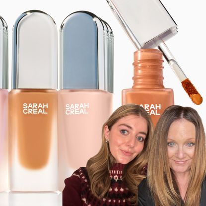 Sarah Creal under eye corrector with two women wearing the product