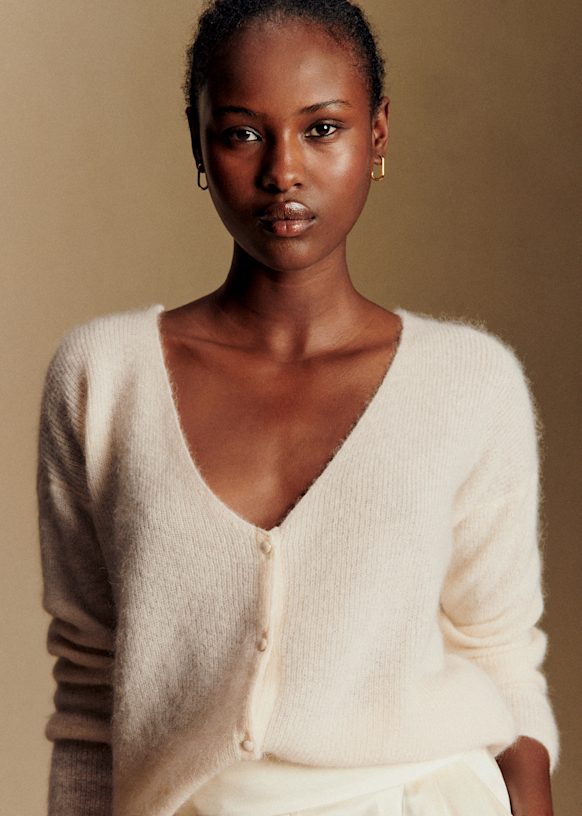 Barry Cardigan - Ecru - Super Kid Mohair - S&amp;eacute;zane