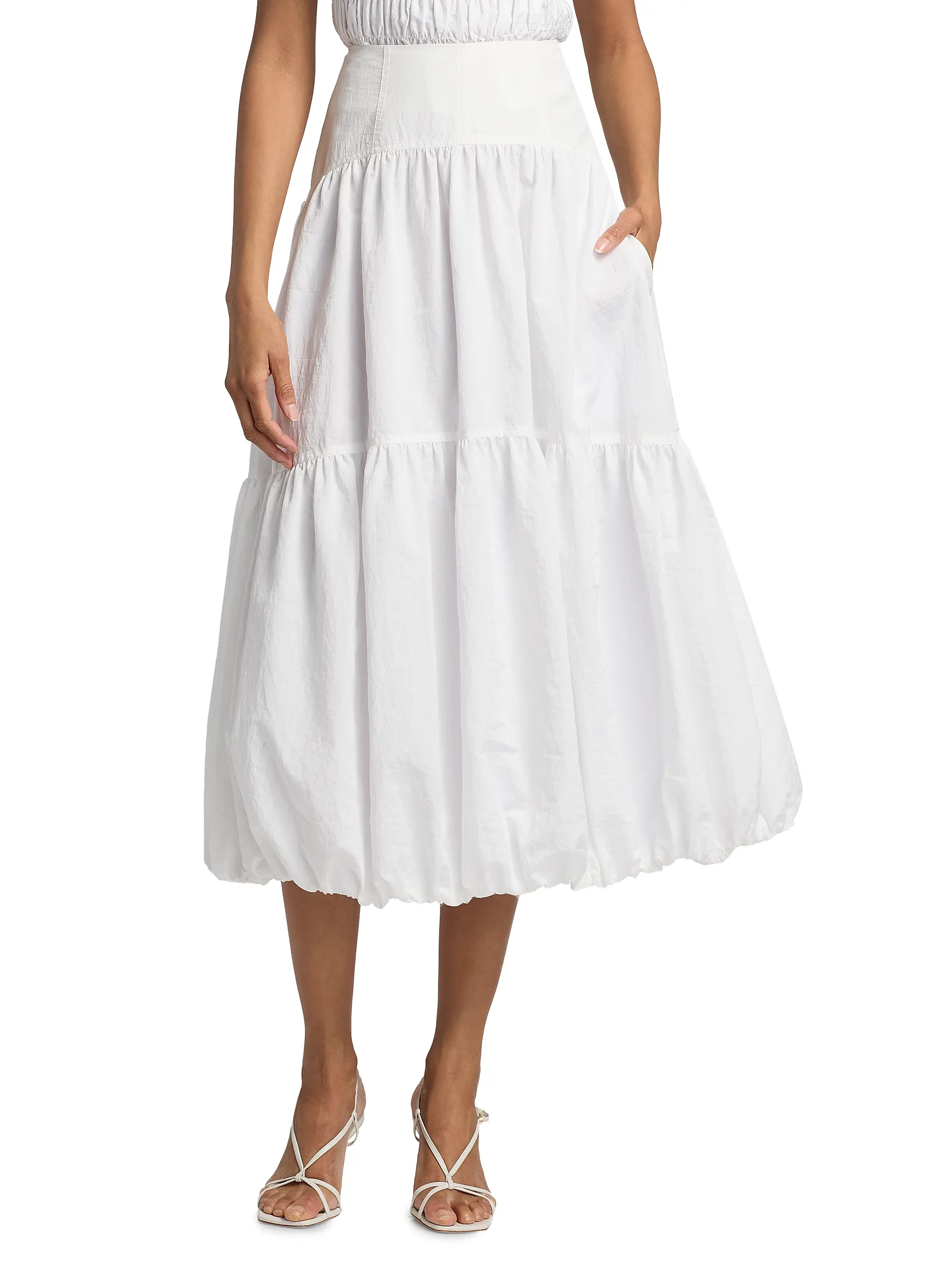 Blythe Tiered Bubble Midi-Skirt