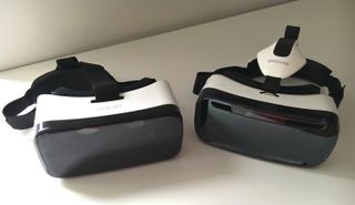 Alcatel's VR headset (left), Samsung Gear VR headset (right)