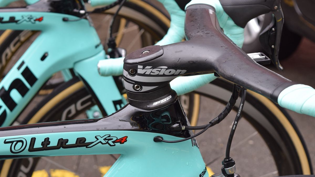 The specific spacers for the Vision handlebars offer a much neater finish