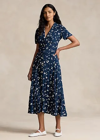 Polo Ralph Lauren, Floral Crepe Short-Sleeve Dress