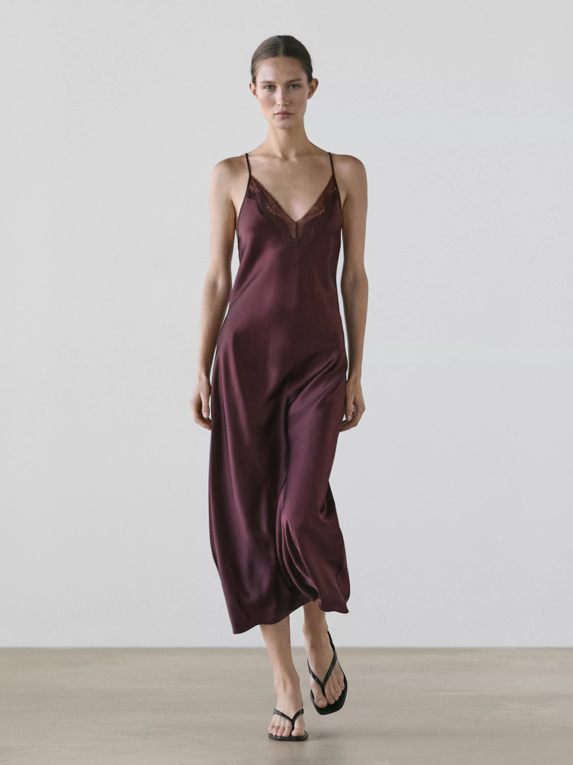 Massimo Dutti slip dress in plum