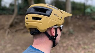 Rear view of rider wearing Sweet Protection Bushwhacker 2Vi helmet