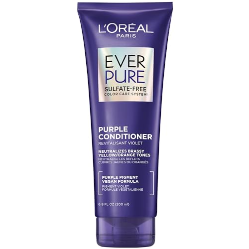 Lamp;rsquo;oreal Paris Sulfate Free Brass Toning Purple Conditioner for Blonde, Bleached, Silver, or Brown Highlighted Hair, Everpure, 6.8 Fl Oz (packaging May Vary)