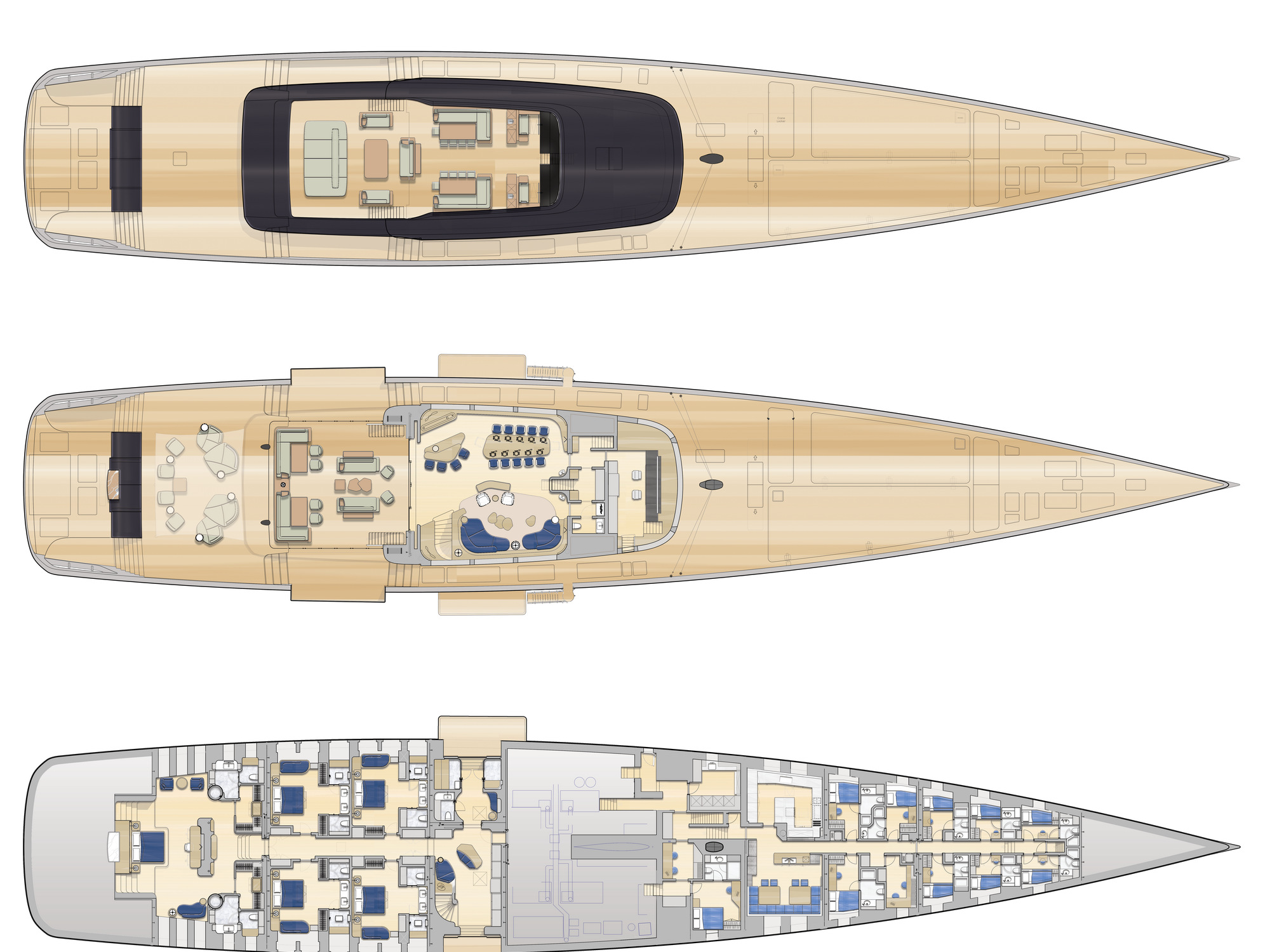 General arrangement drawings of Royal Huisman&#039;s Sky project