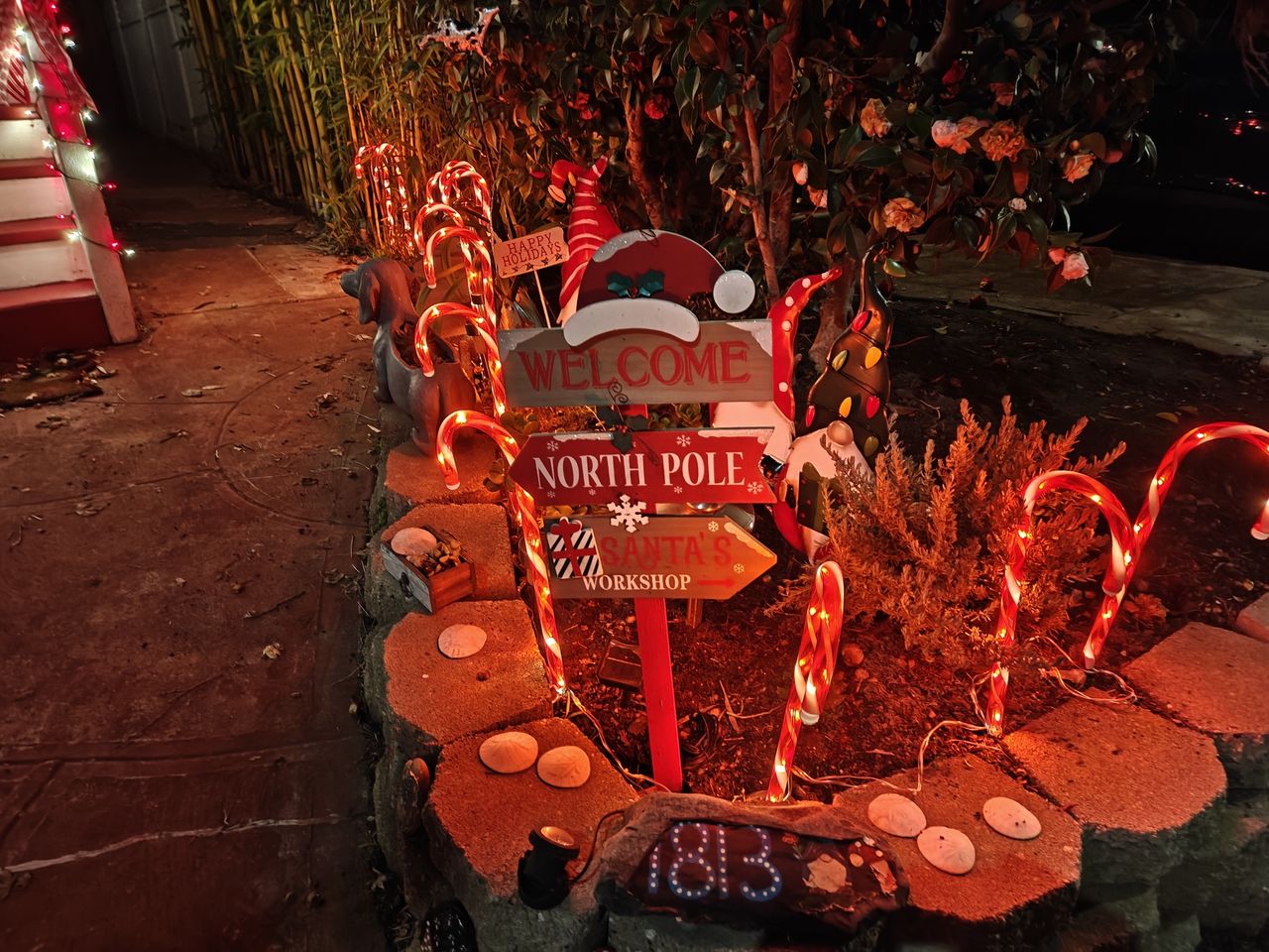 Candy cane decorations shot by OnePlus 13R