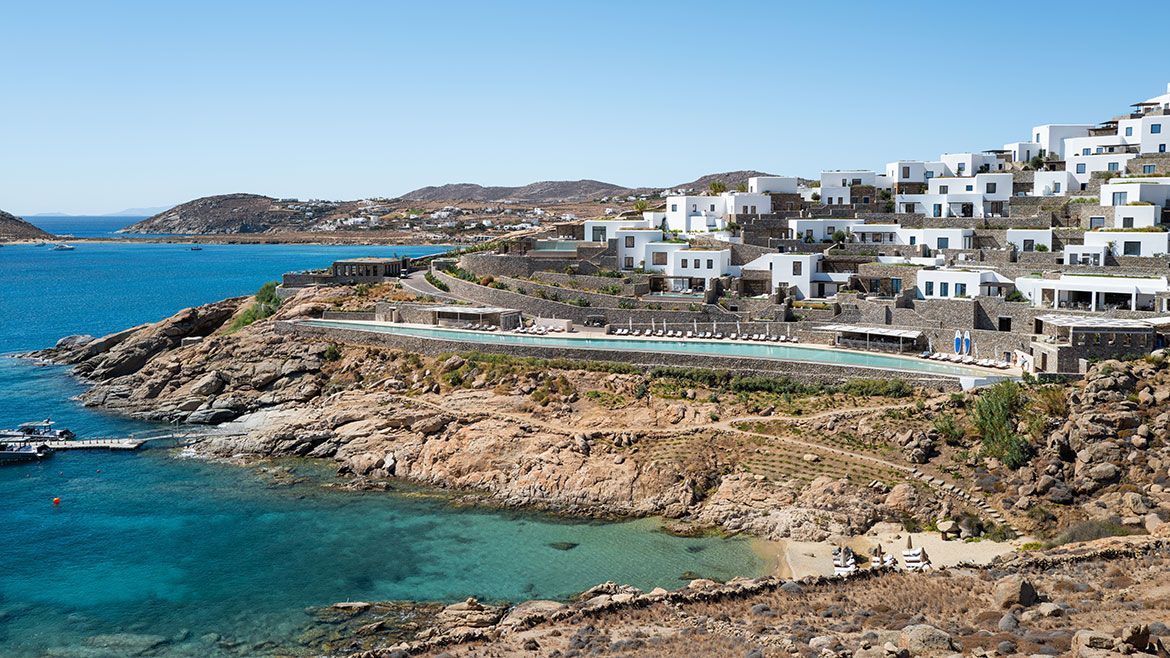 Aerial view of Cali, Mykonos