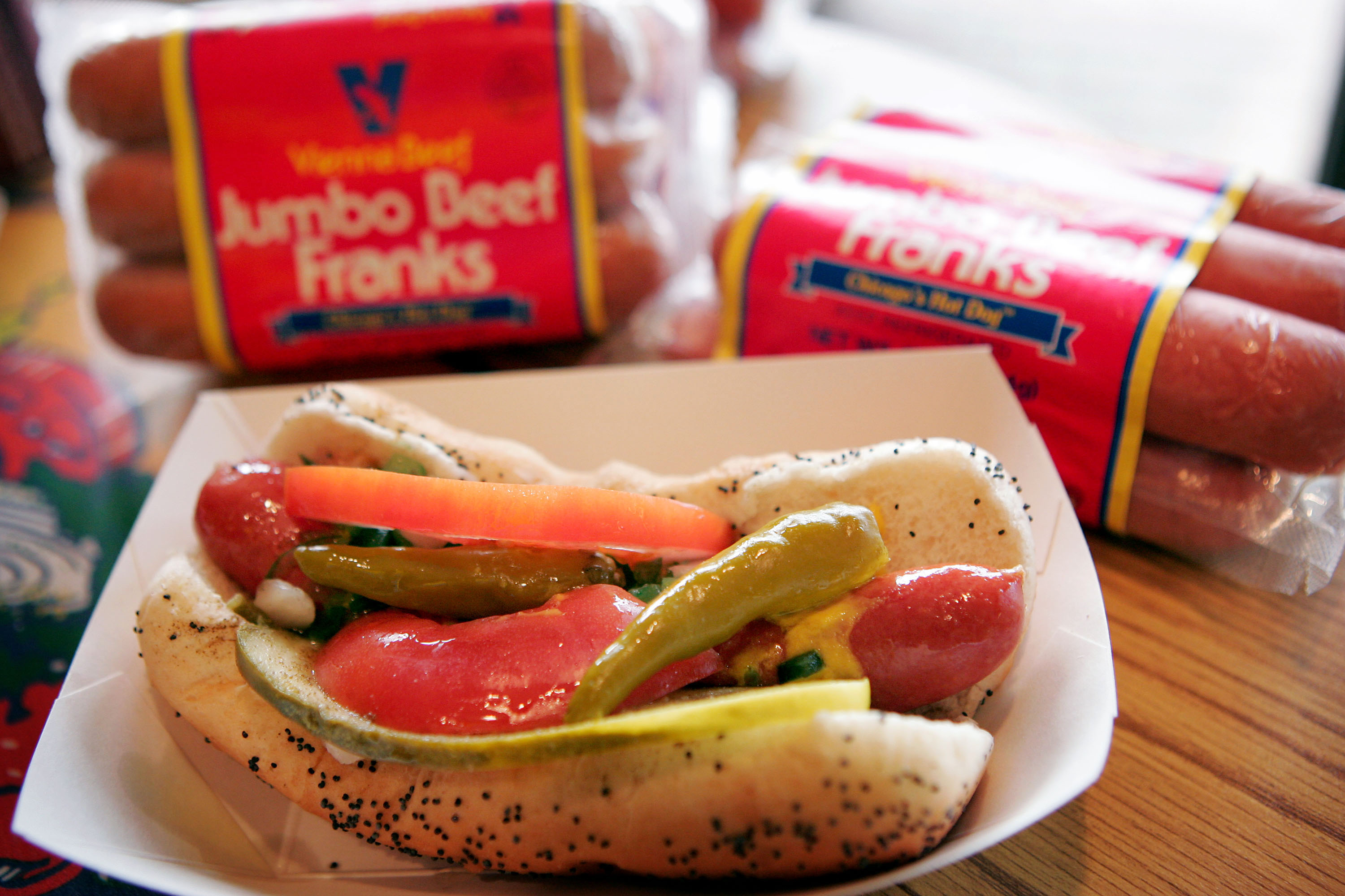 A Chicago-style hot dog