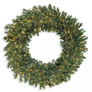 Winward Home Holiday Silver Spruce Wreath against a white background. 