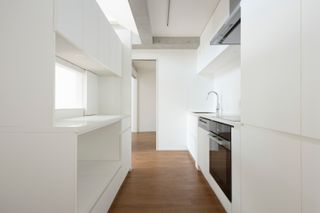 kitchen in Music Hall & Residential units by Ryuichi Sasaki Architecture