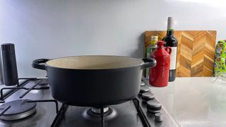 Le Creuset Cast Iron Oval Casserole Dish on the hob