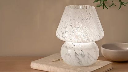 White glass mushroom lamp
